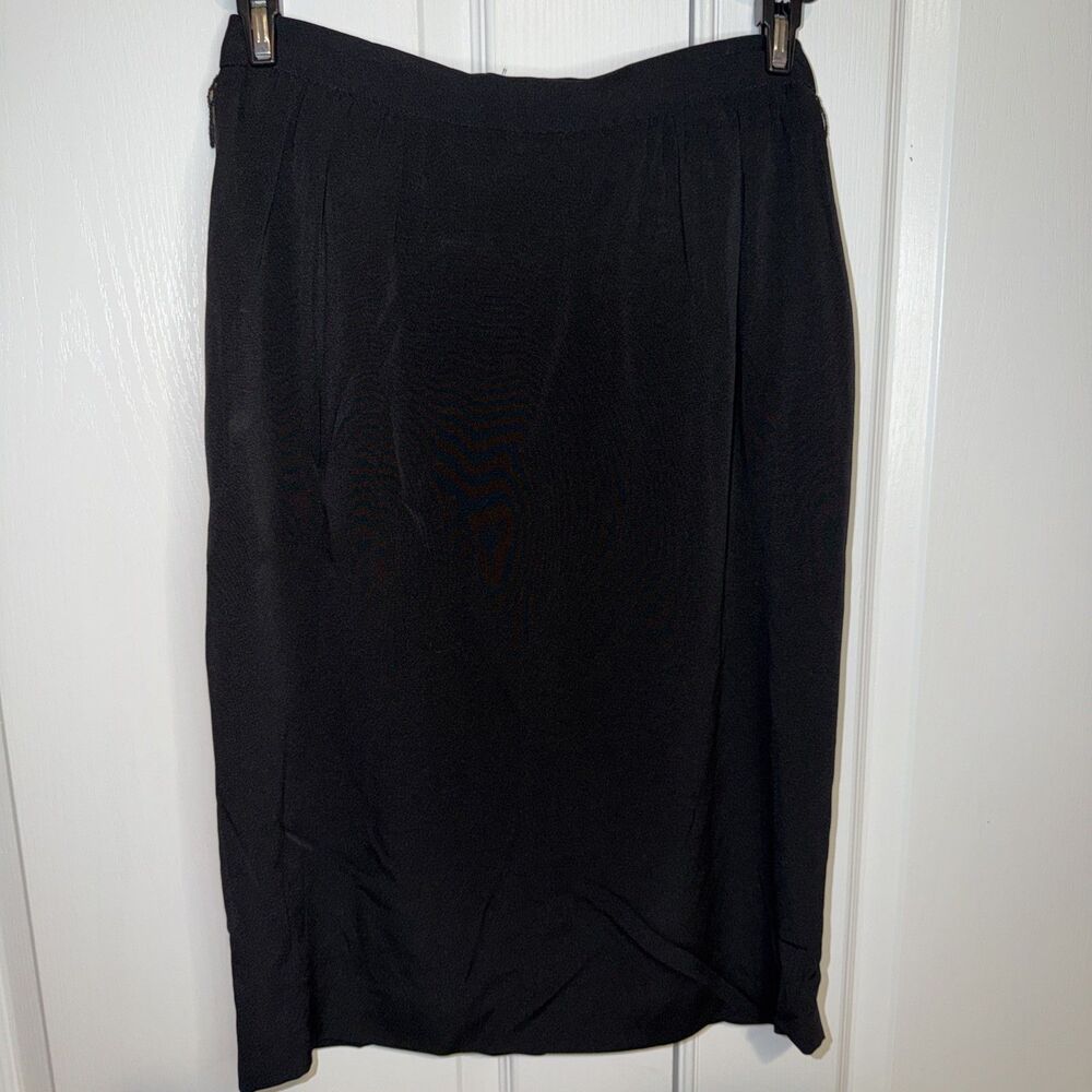 VTG JH COLLECTIBLES Sz 12 Black Lined Modest Career Skirt Knee Length Classic US